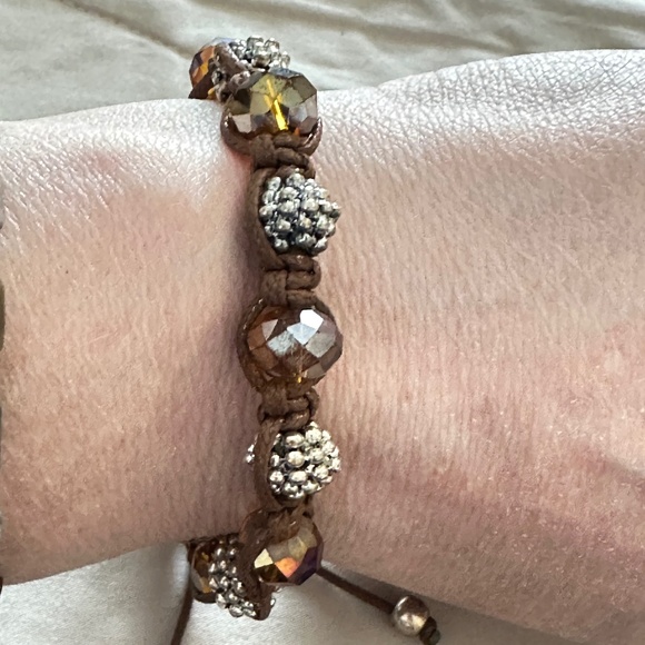 2/$15 Brown cord adjustable Golden Rainbow Crystals & beaded bracelet - Picture 9 of 10